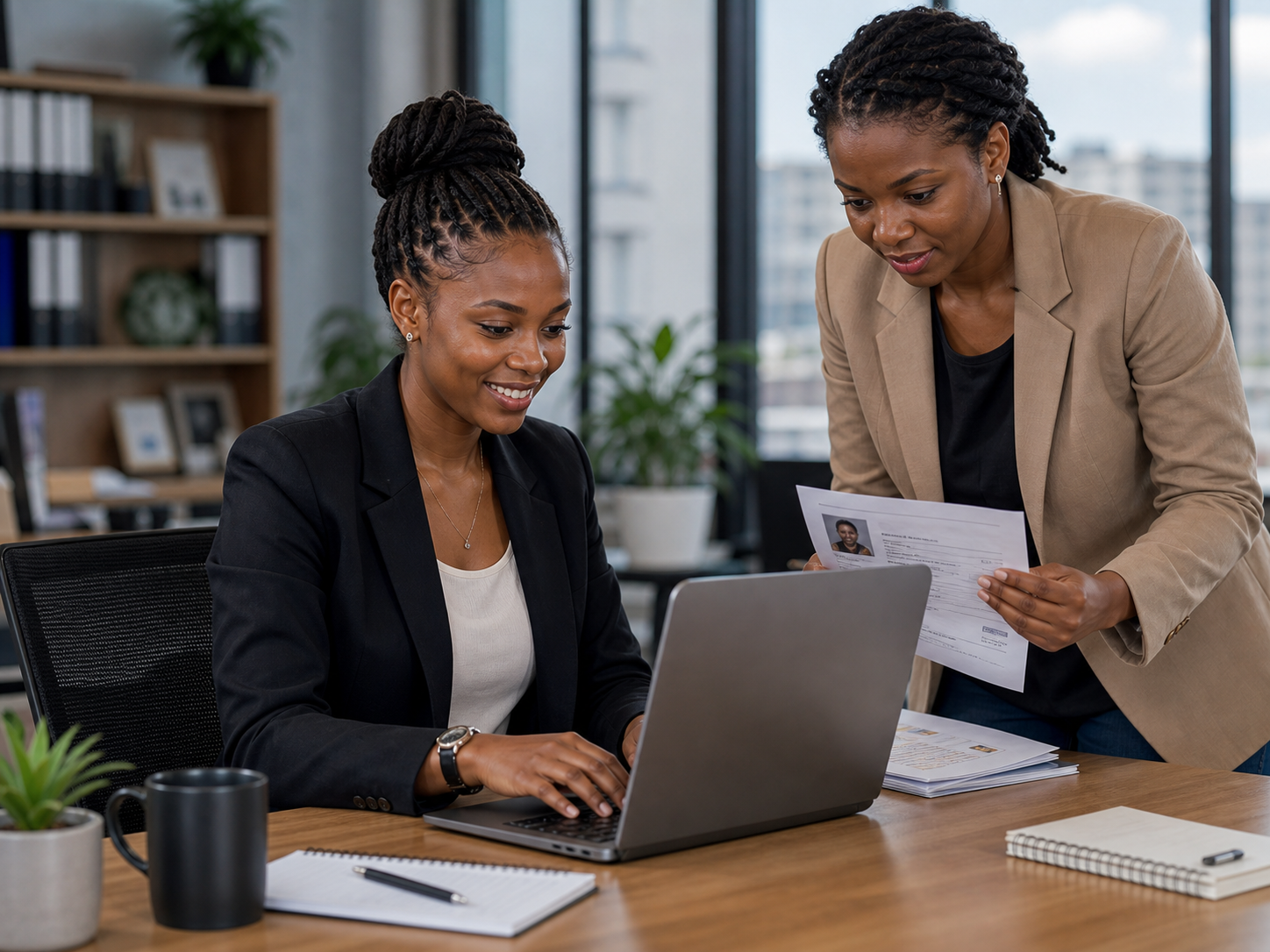 HR manager preparing employee payroll records in Zimbabwe